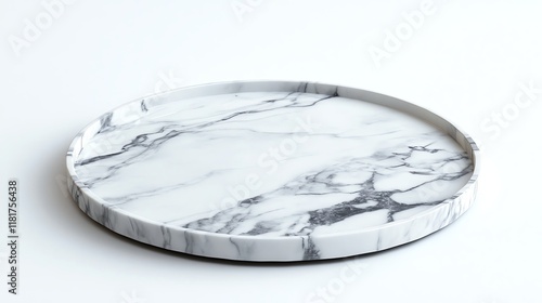 Round marble platter on a white isolated background. photo