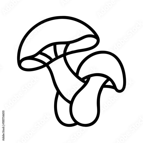 oyster mushroom icon, vegetables line art, vegetables vector - simple black line art icon of oyster mushroom perfect for logos, and vegetables-themed designs.