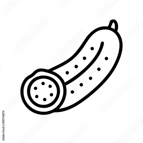 pickled cucumber icon, vegetables line art, vegetables vector - simple black line art icon of pickled cucumber perfect for logos, and vegetables-themed designs.