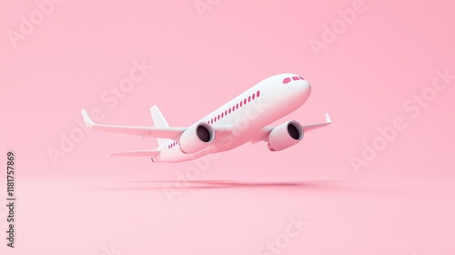 Wallpaper Mural Pink Background with 3D Airplane Model Flying Upward Torontodigital.ca