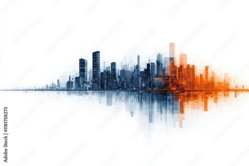 Obraz premium Industrial finance and technology landscape in urban environment