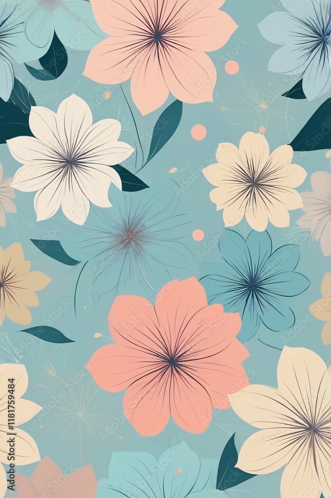 Obraz premium Seamless Abstract Magical Floral Pattern Background