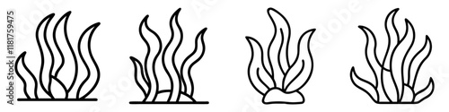 seaweed icon, vegetables line art, vegetables vector - simple black line art icon of seaweed perfect for logos, and vegetables-themed designs.