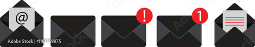 Mail notification icon set. Message mail icon vector set. E-mail envelope icon. vector eps10