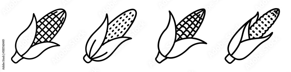 corn on the cob icon, vegetables line art, vegetables vector - simple black line art icon of corn on the cob perfect for logos, and vegetables-themed designs. corn on the cob icon, vegetables line art, vegetables vector - simple black line art icon of corn on the cob perfect for logos, and vegetables-themed designs.