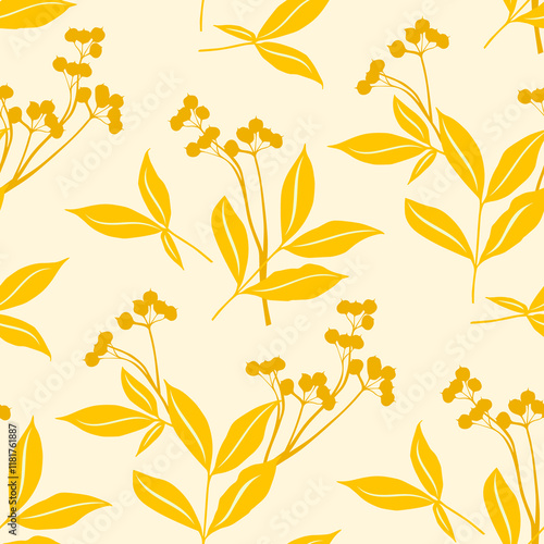 Wallpaper Mural Vector - leaves and berries illustration seamless pattern. Torontodigital.ca