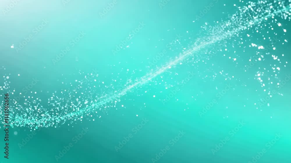 Vibrant Teal Gradient Backdrop with Shimmering Silver Particles for Modern Presentations and Summer Animations