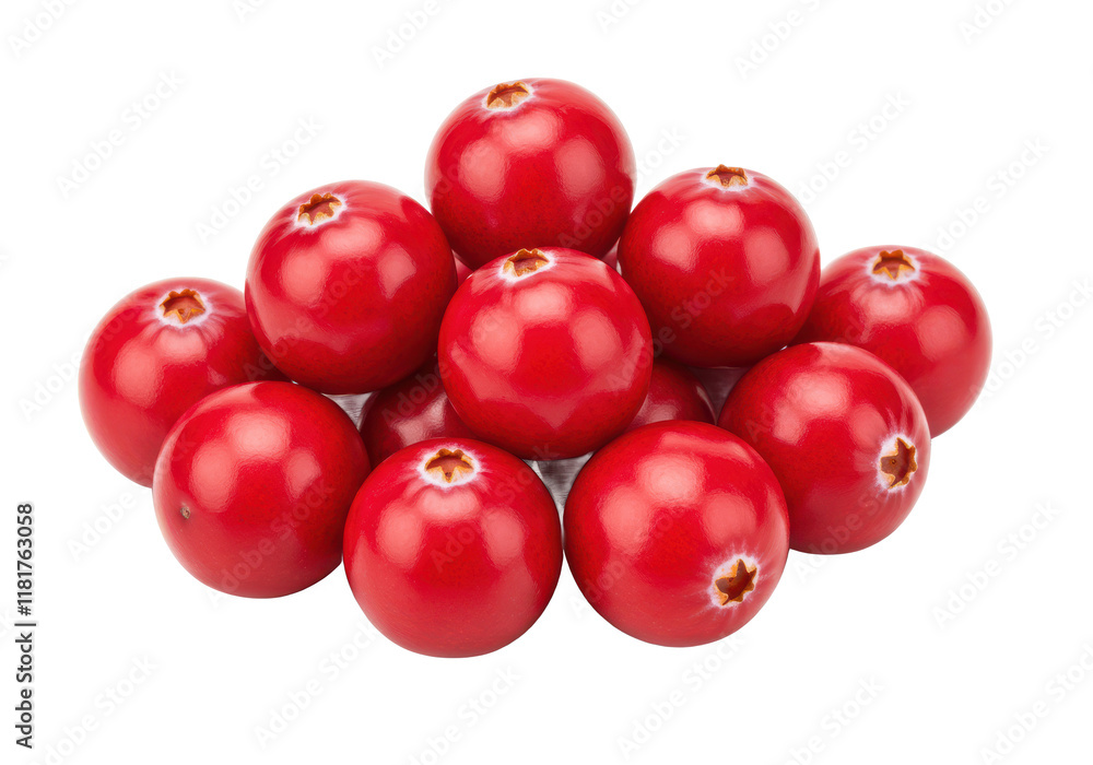 A handful of bright red cranberries, isolated on white background, no depth of field, sharp. A handful of bright red cranberries, isolated on white background, no depth of field, sharp.