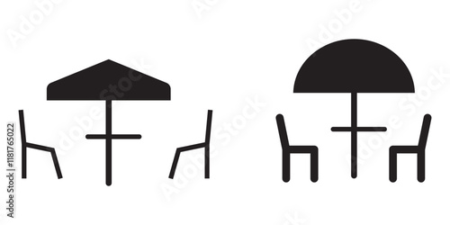 Terrace cafe different style icon set