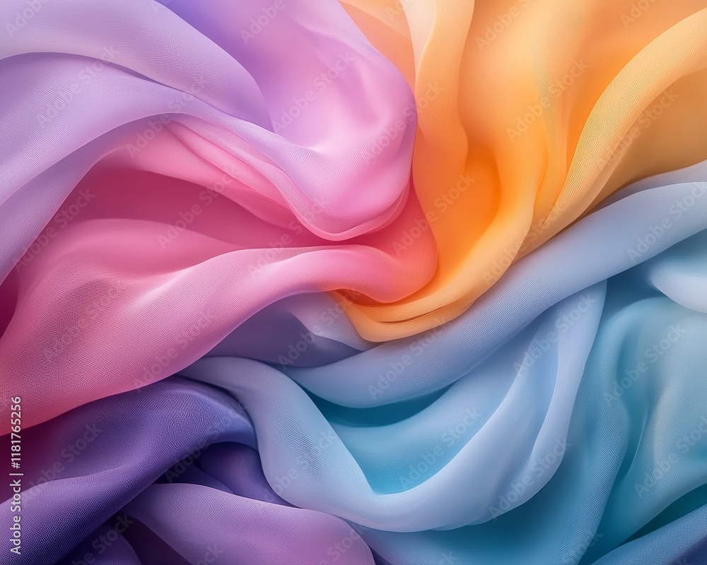 Pastel Rainbow Ombre Silk Fabric Draped Texture Background Pastel Rainbow Ombre Silk Fabric Draped Texture Background