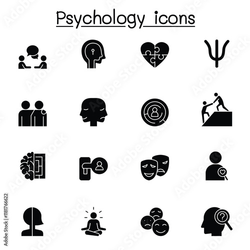 Psychology icons set in thin line style