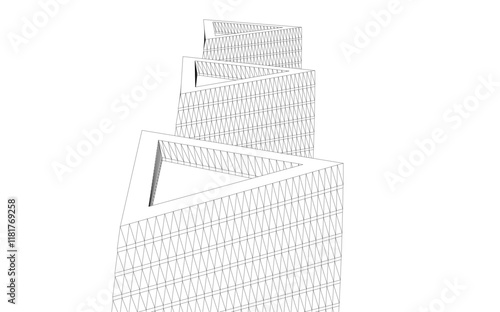 Abstract buildings architectural 3d drawing 