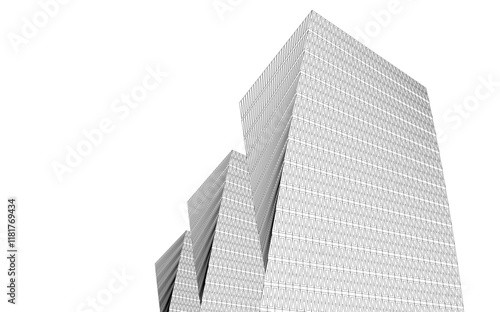 Abstract buildings architectural 3d drawing 