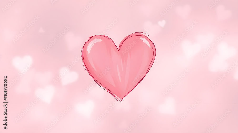 pink heart background sketch drawing wallpaper desktop | generative AI pink heart background sketch drawing wallpaper desktop | generative AI