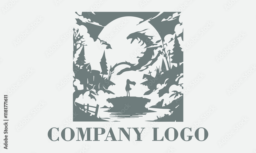 Gray design of girl standing near water, under trees and arc. Suitable for naturethemed projects, book covers, dark anime or website backgrounds and vector Gray design of girl standing near water, under trees and arc. Suitable for naturethemed projects, book covers, dark anime or website backgrounds and vector