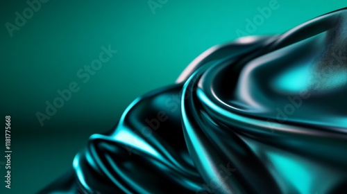 Fotografia Teal Silk Drape: Abstract Luxury Texture