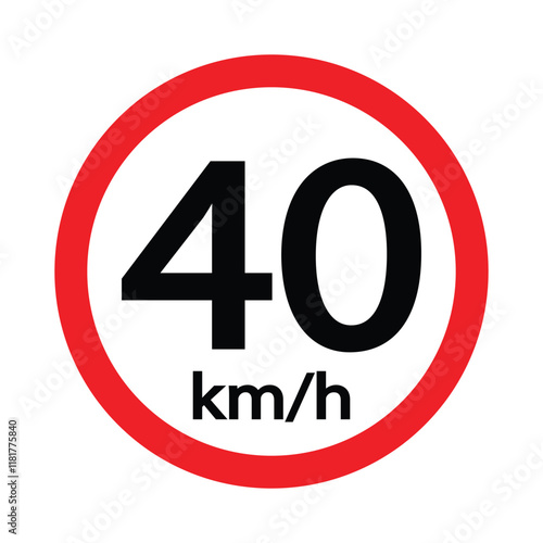 Free Download speed limit vector sign icon. maximum speed limit 40 km per hour icon. road sign. speed limit 40 kmh. highway speed limit sign. vector illustration on transparent background  - GFXLoad
