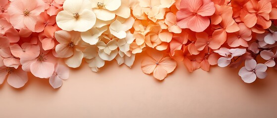 Pastel flower border on peach background.