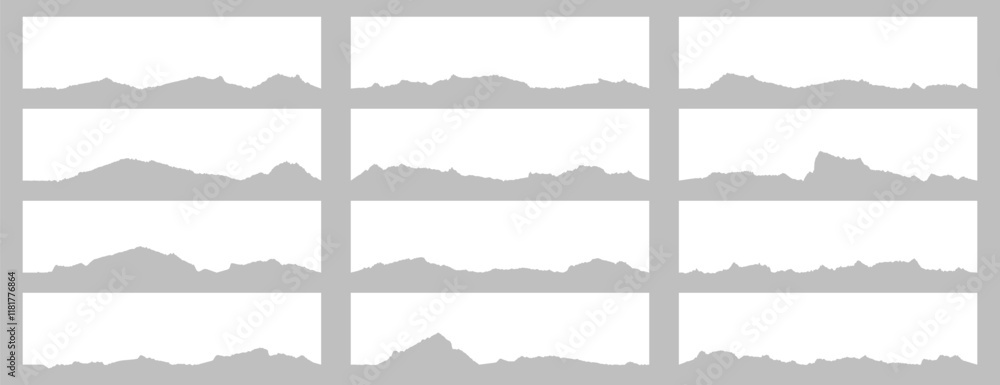 Set of ripped paper border, divider shapes, banner vector illustration