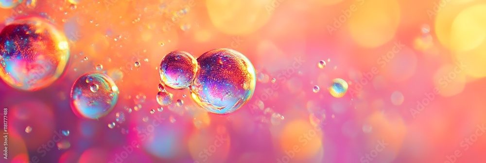 Vibrant Bubbles Float in Pink, Orange Vibrant Bubbles Float in Pink, Orange