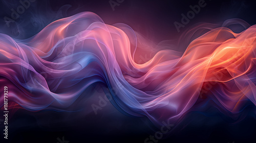 Wallpaper Mural Abstract glowing waves in pink and purple tones on a dark background Torontodigital.ca