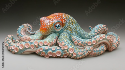 Colorful octopus sculpture art exhibit decorative artwork studio setting close-up marine life inspiration photo