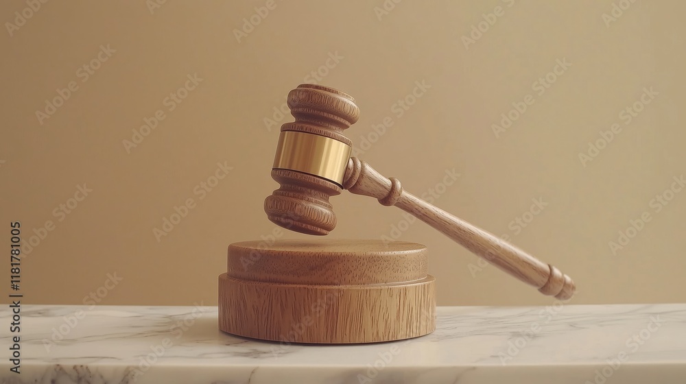 Wooden Gavel on a Marble Surface for Legal and Judicial Concepts Wooden Gavel on a Marble Surface for Legal and Judicial Concepts