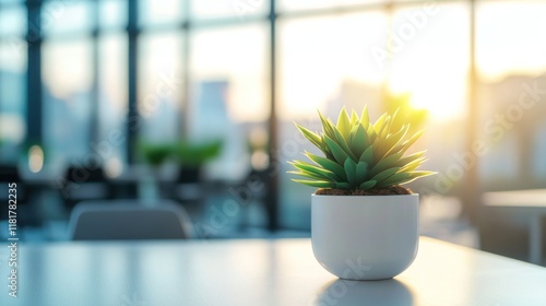 Tranquil Office Plant: A Serene Workspace photo