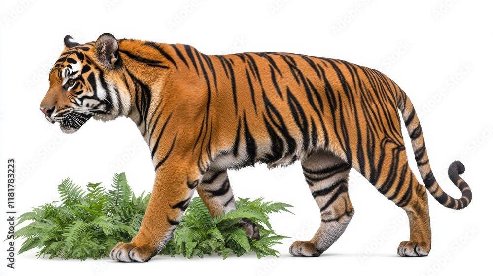 Obraz premium Majestic tiger walking through lush greenery wildlife photography natural habitat close-up perspective