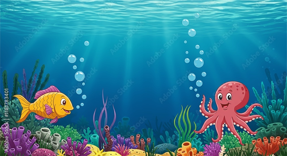 Naklejka premium underwater world with fishes