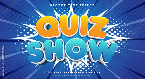 Quiz Show 3d Editable Text Effect Template suitable for Comic Style