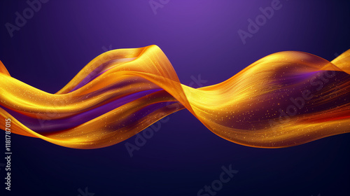 Wallpaper Mural Golden flowing ribbon on a deep purple background Torontodigital.ca
