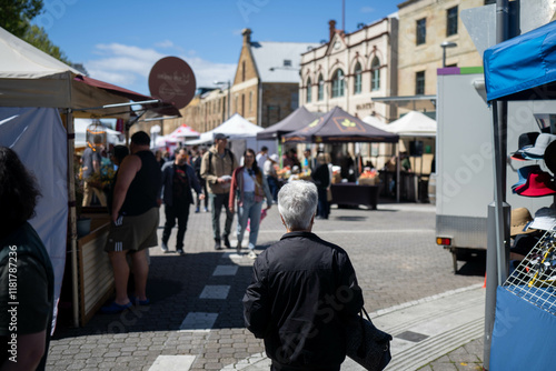 farmers market in a city hobart Market with tourists in australia
