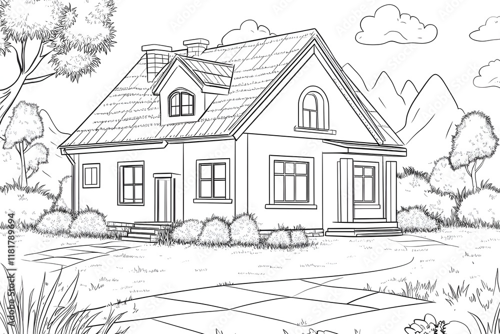 Coloring House Landscape Book Pages Coloring House Landscape Book Pages