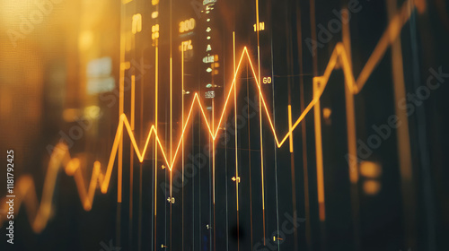 Abstract background of financial chart and graph in warm tones