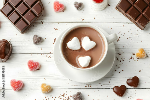 chocolate and nuts in concept of valentine day on 14 February 2025 with pink and red heart gift love rose romance romantic things with background