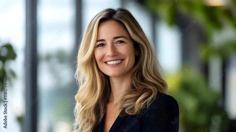 Portrait of smiling businesswoman in a bright and modern office setting. concepts like professional portrait, businesswoman, corporate headshot or executive profile. Below are a simple prompt Portrait of smiling businesswoman in a bright and modern office setting. concepts like professional portrait, businesswoman, corporate headshot or executive profile. Below are a simple prompt