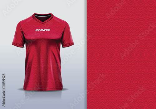T-shirt mockup abstract texture grunge texture sport jersey design for football, soccer, racing, esports, running, in red maroon color