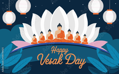 Vesak Day Celebration with Buddha and Lanterns