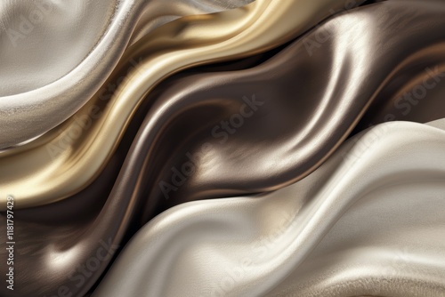Elegant flowing liquid metallic texture in mocha brown for design projects