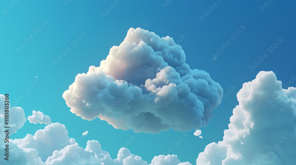 Fluffy white cloud with shades floating in a blue sky Fluffy white cloud with shades floating in a blue sky