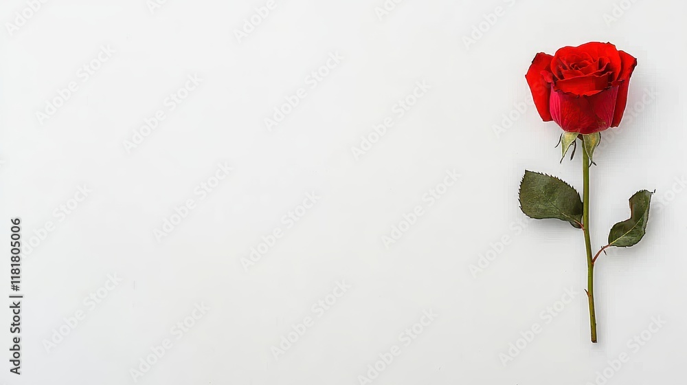 Red Rose on White Background for Romantic and Elegant Floral Designs and Arrangements Red Rose on White Background for Romantic and Elegant Floral Designs and Arrangements