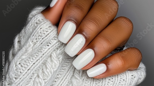 a woman's hands with white nails and white nails photo