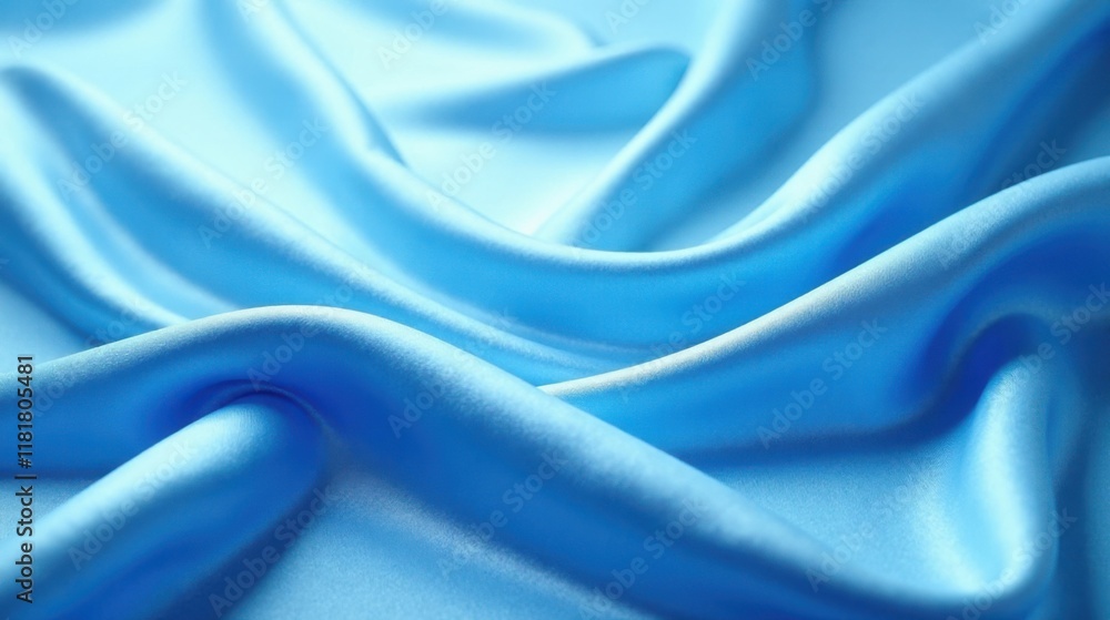 Fototapeta premium Serene Light Blue Silk Fabric Draped in Elegant Waves and Soft Folds