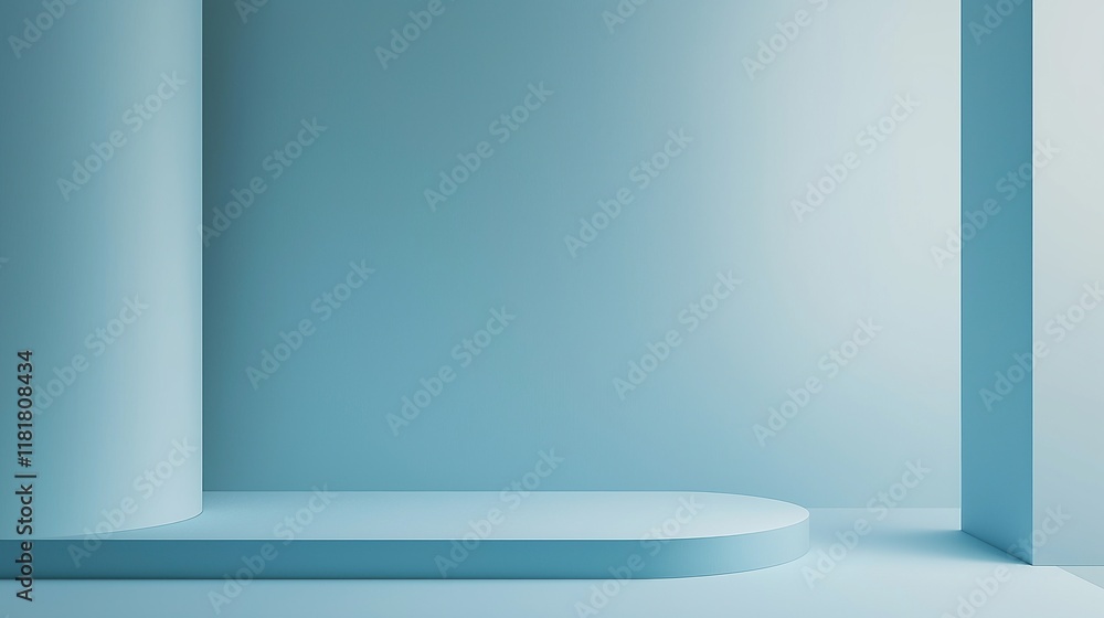 Obraz premium Calm Minimalist Blue Interior Space Design