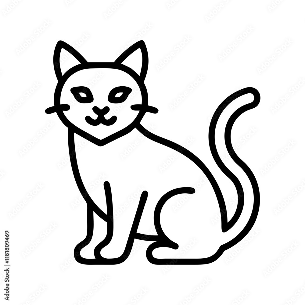 cat icon, animals line art, animals vector - simple black line art icon of cat perfect for logos, and animals -themed designs. cat icon, animals line art, animals vector - simple black line art icon of cat perfect for logos, and animals -themed designs.