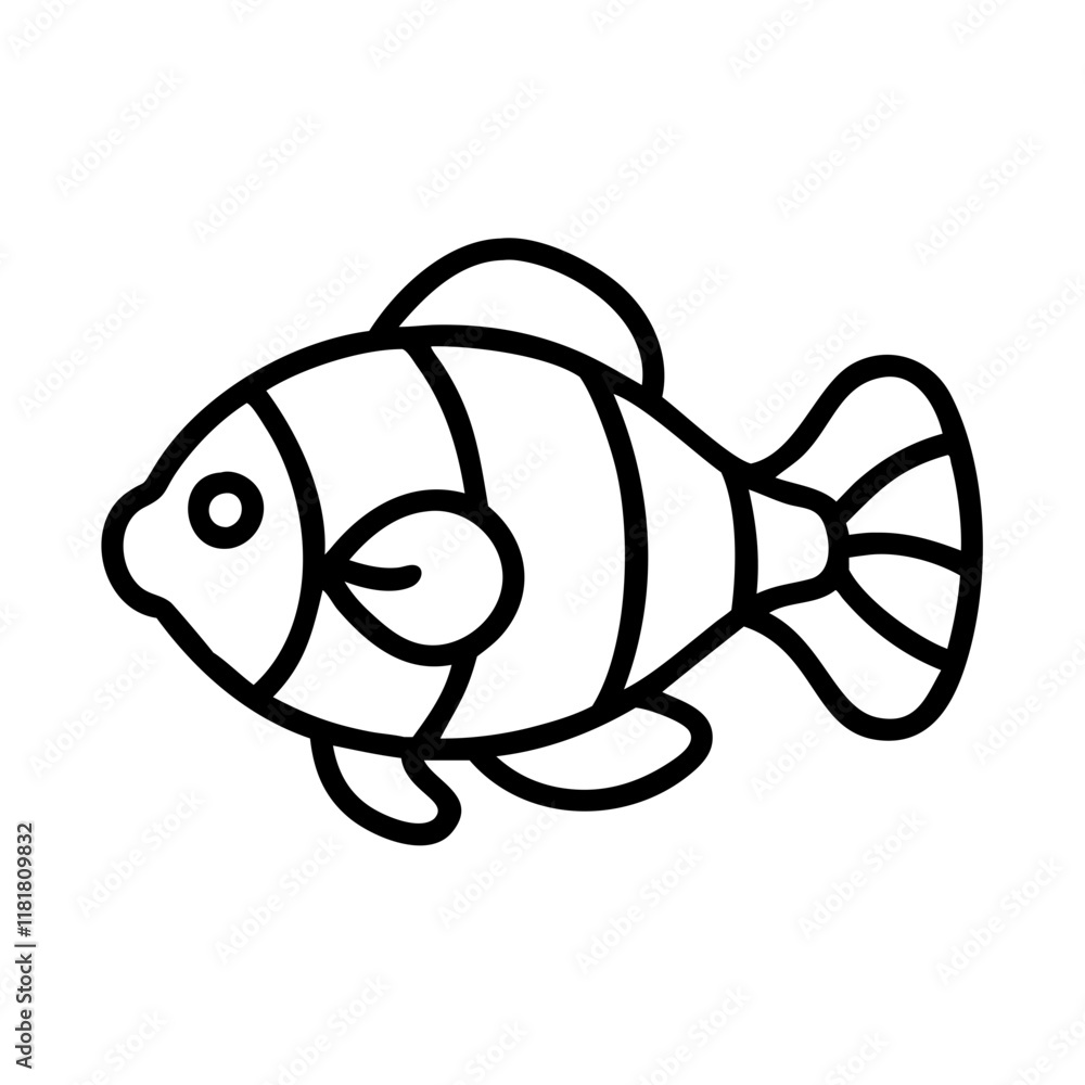 clownfish icon, animals line art, animals vector - simple black line art icon of clownfish perfect for logos, and animals -themed designs. clownfish icon, animals line art, animals vector - simple black line art icon of clownfish perfect for logos, and animals -themed designs.