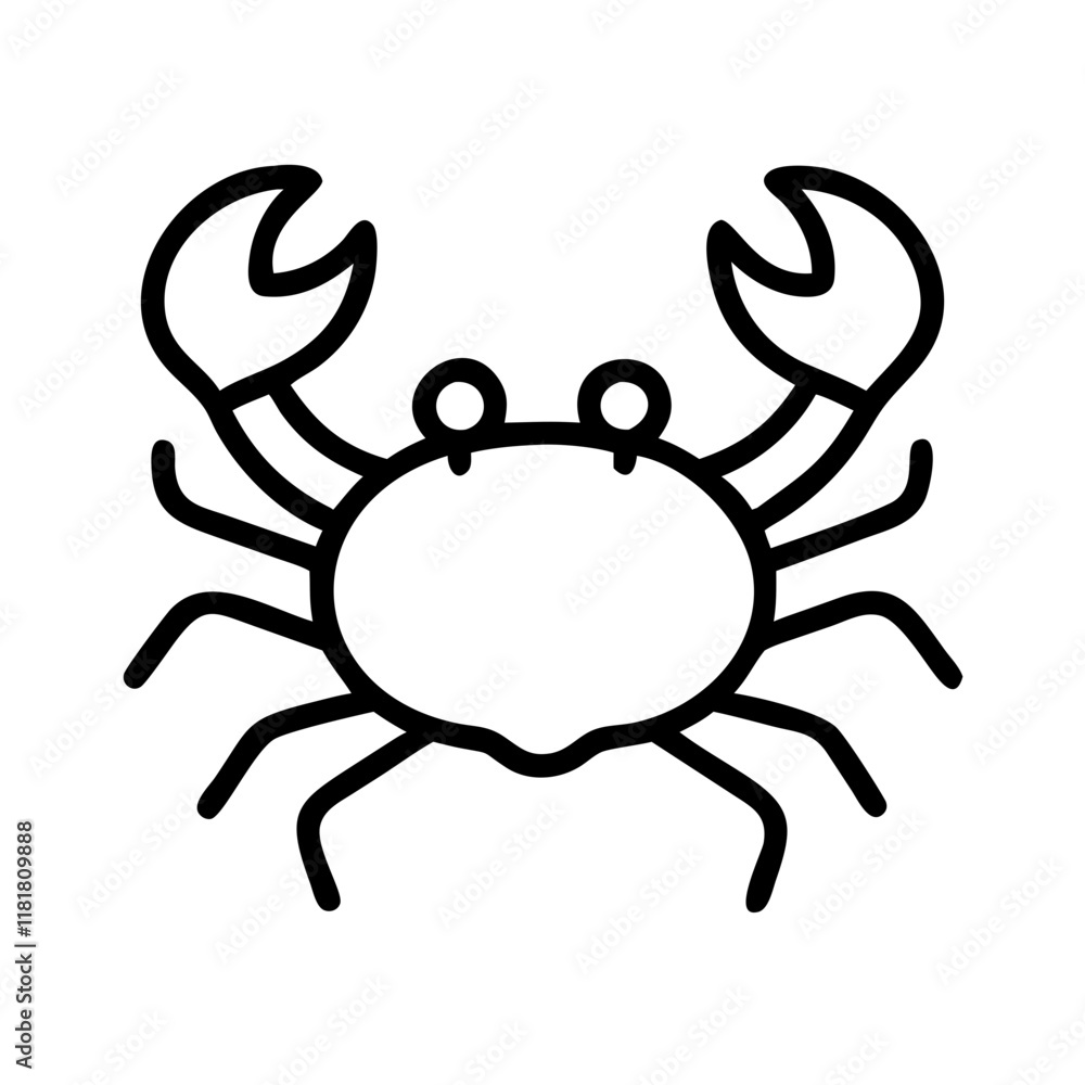 crab icon, animals line art, animals vector - simple black line art icon of crab perfect for logos, and animals -themed designs. crab icon, animals line art, animals vector - simple black line art icon of crab perfect for logos, and animals -themed designs.