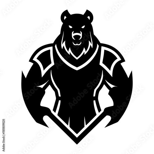 Bear Knight mascot logo vector silhouette