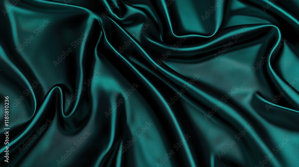 Obraz premium Luxurious Teal Silk Drape Abstract Background Texture